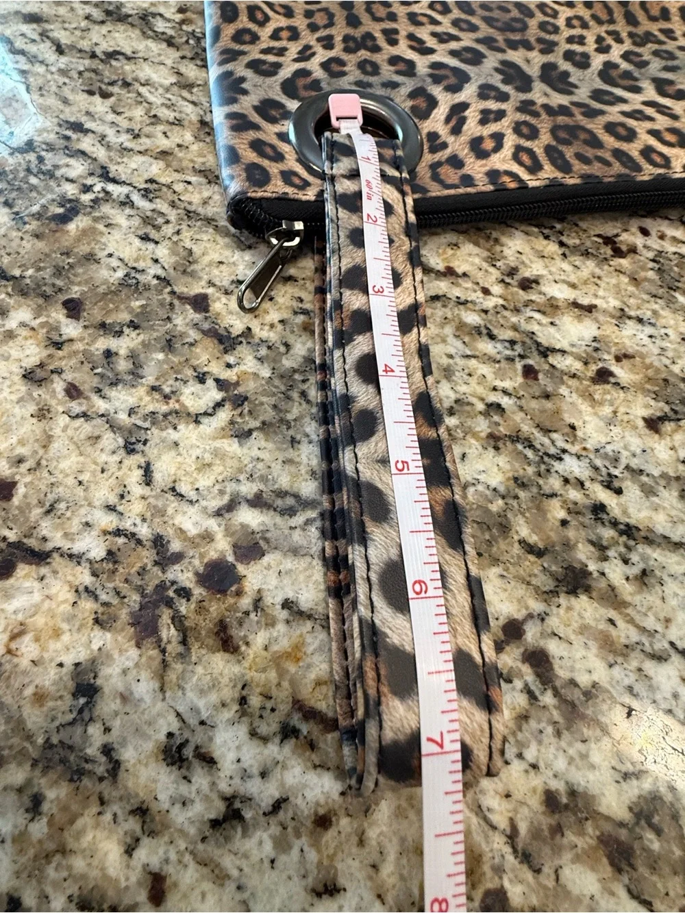 Leopard print wristlet travel bag make up case 8.5”x12.5”